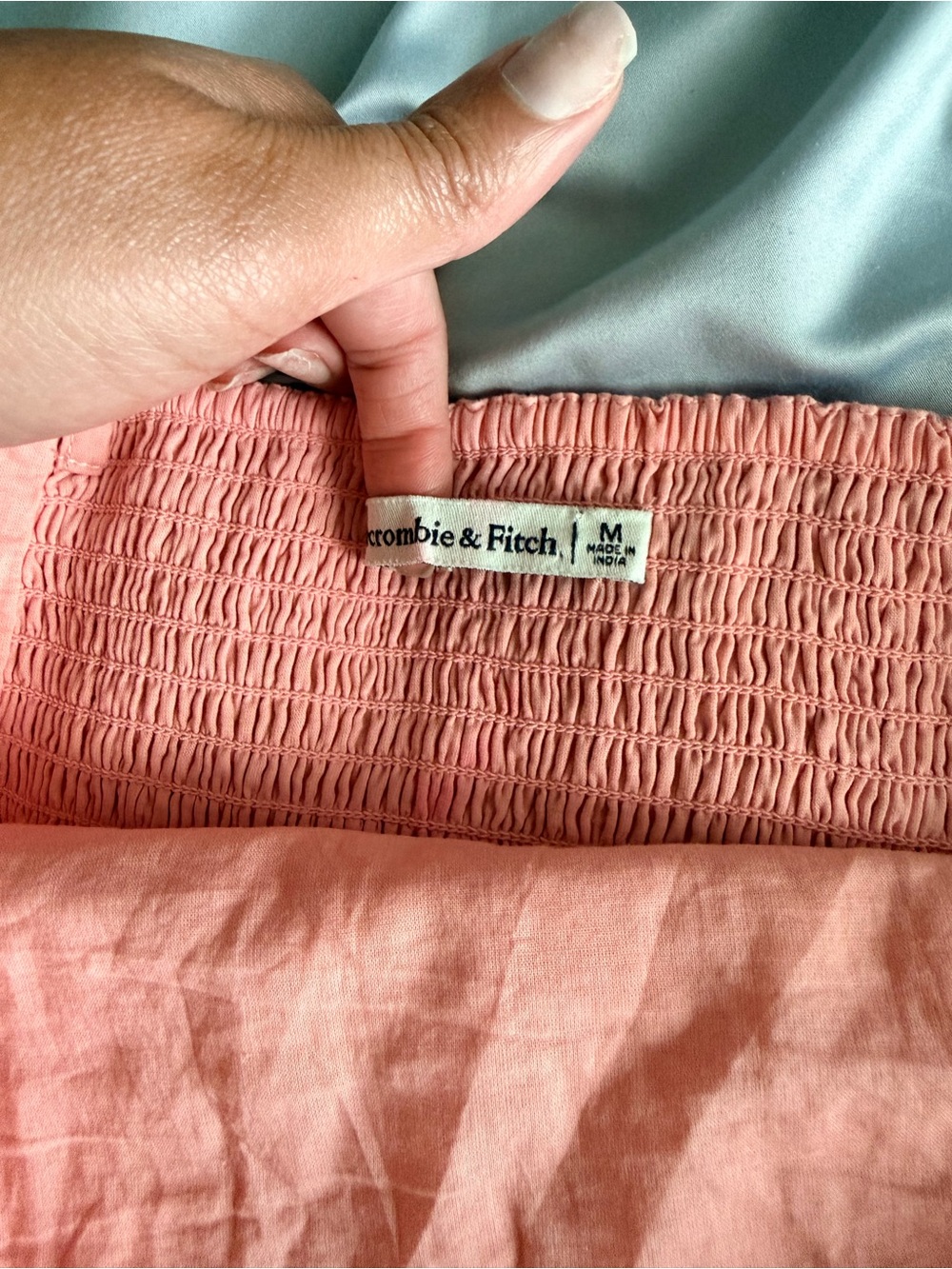 Abercrombie & Fitch Coral Pink Smocked Waist Crop Top